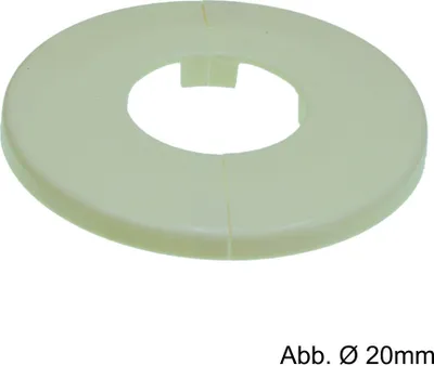 Produktbild von Klapprosetten weiß, außen Ø 65 mm x h 6,5 mm, Ø 15 mm