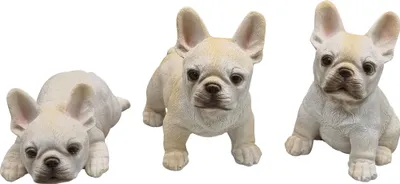 Produktbild von Dekofiguren Bulldoggen Welpen Tierfigur lebensecht Indoor Outdoor 3 Stück
