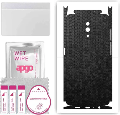 Produktbild von apgo Rückseite + Seiten Schutzfolie, Skin, kompatibel mit Oppo Reno, Hinten Displayschutzfolie aus Vinylfolie, kratzfest, einfache Montage - Schwarze Honigwabe