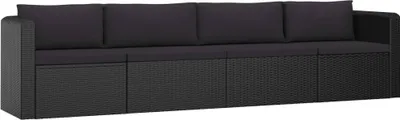 Image de ensemble canapé de jardin 4 pièces en poly rotin noir