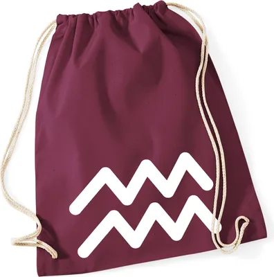 Produktbild von Huuraa Turnbeutel Wassermann Sternzeichen Zeichen 12 Liter Burgundy Baumwolle Rucksack Geschenkidee