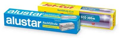 Produktbild von Jet-Cut / Alustar Bundle Frischhaltefolie PVC 45 cm x 300 m und Alufolie 45 cm x 70 m