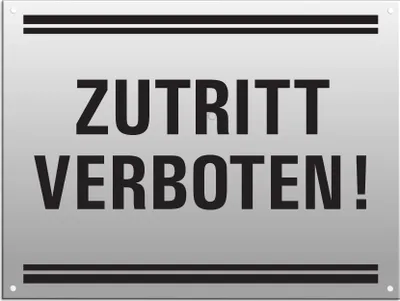 Produktbild von Warnschild - Zutritt verboten | 200 x 150 mm gelocht Aluminium silber matt eloxiert