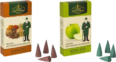 Produktbild von Crottendorfer Räucherkerzen 2er Set - Herbst - Gewürzduft und Grüner Apfel - jeweils 24 Stück - Größe M (Standard)