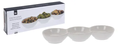 Produktbild von Excellent Houseware Snackschale aus Porzellan, 3 Fächer, 24 x 8 x 3 cm