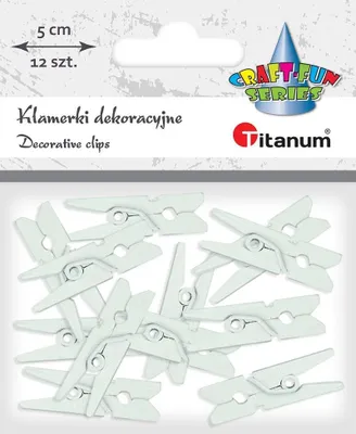 Zdjęcie produktu dla Klamerki dekoracyjne białe 5cm 12szt Titanum