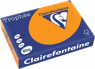 Produktbild von Clairefontaine Trophee Color 2978C Neonorange 80g/m² DIN-A4 - 500 Blatt