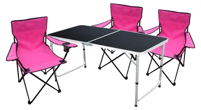 4-teiliges Campingmöbel Set Schwarz - Pink