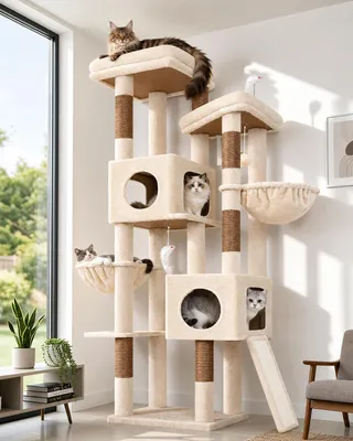 Immagine prodotto di Albero per gatti alto 182 cm, con 2 piattaforme e 2 rifugi per gatti