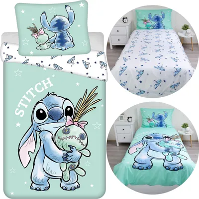 Produktbild von DISNEY Stitch BEIDSEITIG, Kinderbettwäsche mit Reißverschluss, 100% BAUMWOLLE 140x200+70x90 cm