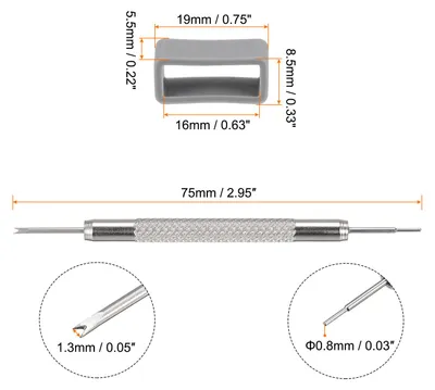 Produktbild von 10 Stš¹ck Schlaufe fš¹r Uhrenarmband 16mm Kautschuk-Uhrenhalter mit Federsteg Werkzeug fš¹r Uhrenarmband Reparatur, grau