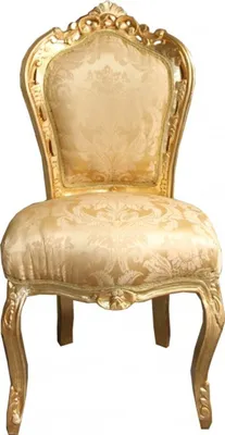 Produktbild von Casa Padrino Barock Esszimmer Stuhl Gold Blumen Muster / Gold ohne Armlehnen - Antik Möbel