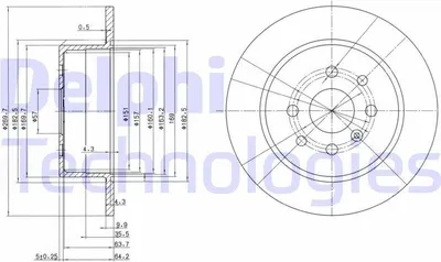 Produktbild von 2x DELPHI Bremsscheibe BG3141 für OPEL VECTRA B (36_) VECTRA B Caravan (31_)
