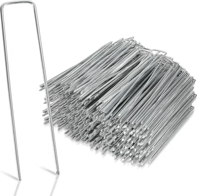 Obrázek produktu pro 250 kusů kolíků Ø2,8 mm pozinkovaná ocel 150x25 mm, kotva do země, odolná proti korozi, zkosené konce, pro plevelné rouno, plot
