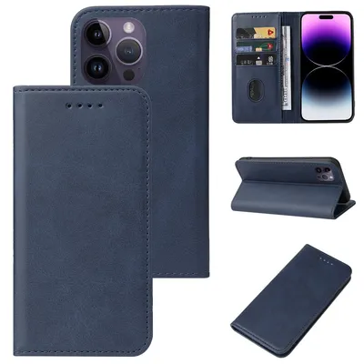 Produktbild von König Design Hülle kompatibel mit Apple iPhone 15 Pro Max Kunstleder Handyhülle - Handy Case Blau