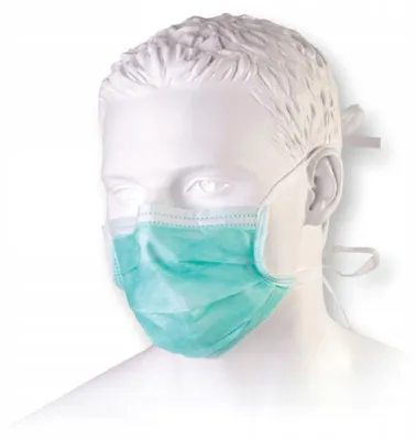 Produktbild von Zarys Medizinische Maske 3-lagig mit Bändern Grün 50 Stück