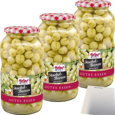 Produktbild von Hofgut Stachelbeeren 3er Pack (3x720ml Glas) + usy Block