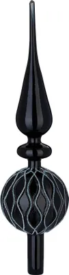Produktbild von Christbaumspitze Glas 32cm mit Ornamenten - Ebony Black