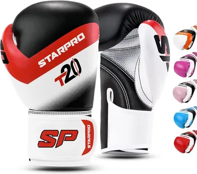 Image de Gants de boxe Starpro adultes, pour coups durs, 14 oz, rouge, noir, Vegan