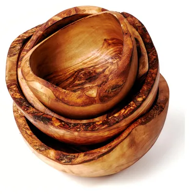 Produktbild von 4er Set Schale aus Olivenholz mit Naturrand 12-18cm