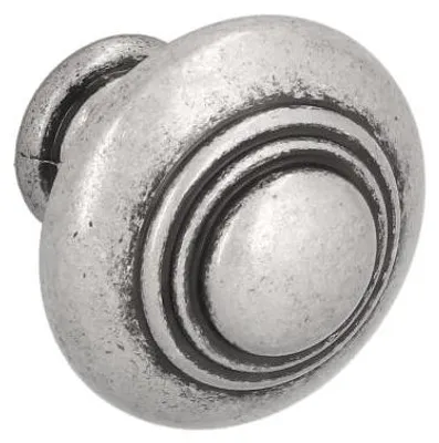 Image de Bouton pour meubles en zamac Diamètre 30mm Vieil argent brillant Lot de 25