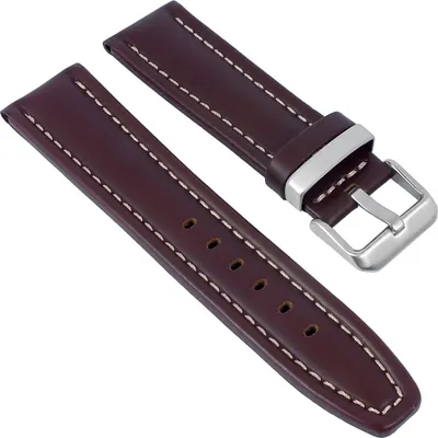 Produktbild von Minott Uhrenarmband Leder glatt dunkelbraun mit Kontrastnaht 29938, Stegbreite:22mm