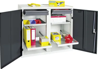 Zdjęcie produktu dla Szafka narzędziowa PROMAT 1000x1000x500mm zamykana 2 szuflady/4 półki