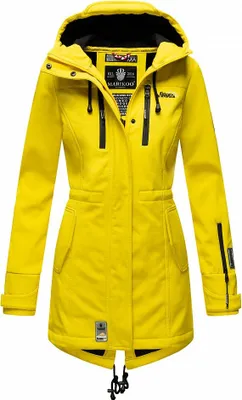 Produktbild von Marikoo Zimtzicke Damen Wasserdichte Softshell Jacke mit Kapuze Outdoor Regenjacke Regenmantel Gelb Gr. 34 - XS