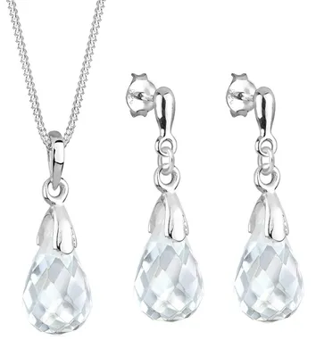 Produktbild von Elli Damen Schmuckset Tropfen Bergkristall 925 Sterling Silber