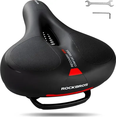 Produktbild von ROCKBROS Fahrradsattel Herren Damen Ergonomisch Fahrradsitz MTB Rennrad 26 * 22cm Schwarz rot