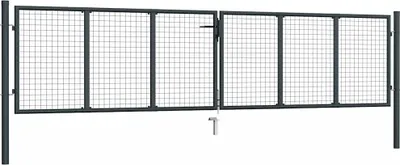 Produktbild von vidaXL Maschen-Gartentor verzinkter Stahl 400 x 75 cm Grau