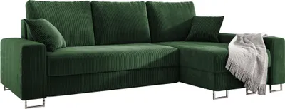 Produktbild von E-ZIMPAZ Sofa L-Form MORGAN Ecksofa mit Schlaffunktion Cord Sofa Polsterecke Eckcouch Wohnzimmersofa - Rechts Grün PS14