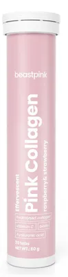 Produktbild von GymBeam - Pink Collagen Brausetabletten - BeastPink, 20 Tabletten, Erdbeere-Himbeere
