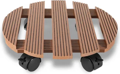 Produktbild von Clanmacy 2x Pflanzenroller 30x7.5cm Blumenroller Blumentopfuntersetzer Braun Rund