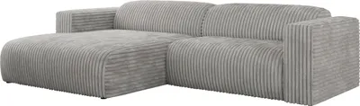 Produktbild von MKS MEBLE Ecksofa Cord, Sofa Cord L-Form, Wohnlandschaft L-Form, Modern Design Couch, Sofagarnitur, Couchgarnitur, Polsterecke - PASADENA - Hellgrau Cord - links seite