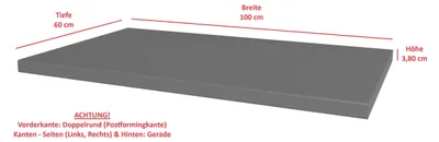 Produktbild von Arbeitsplatte 100cm 38mm Anthrazit matt Küche Nessa Scandi Old Style Ava-AR Luna