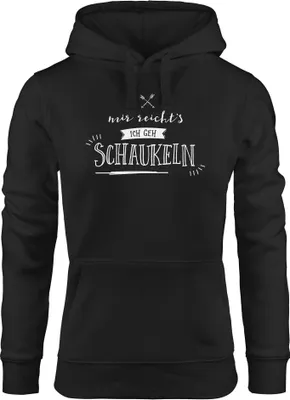 Produktbild von Kapuzenpullover Damen Mir reichts ich geh schaukeln Sprüche Spruch Hoodie Moonworks® schwarz L