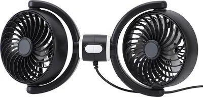 Obrázek produktu pro USB chladicí ventilátory do auta pro zadní sedadla Ventilátor do auta s dvojitou hlavou 360 stupňů otočný Ventilátory do zadních opěrek hlavy vozidla Elektrický ventilátor pro cirkulaci vzduchu