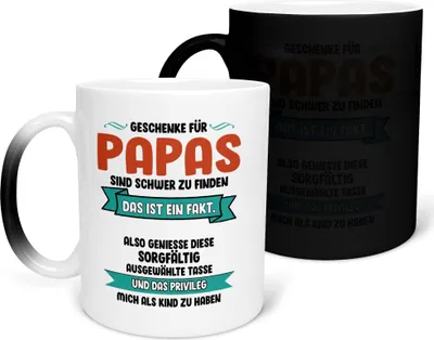Produktbild von 22Feels Zaubertasse Papa Geschenk Vatertag Vater Geburtstag Kaffeetasse Farbwechsel Männer Weihnachten Haferl Geschenkidee Bürotasse