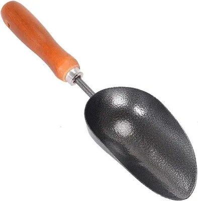Image de Petite pelle à main en acier inoxydable pour le jardinage, le compost et les plantes.