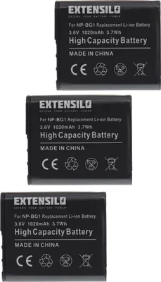 Produktbild von EXTENSILO 3x Akku kompatibel mit Sony Cybershot DSC-HX9V, DSC-T100/R, DSC-HX9, DSC-N1, DSC-N2, DSC-T100, DSC-T100/B Kamera (1020 mAh, 3,6 V, Li-Ion)