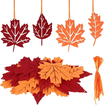 Produktbild von Herbstgirlande aus Filz, 16-teilig, mit Kürbissen, Eicheln und Ahornblättern, für Halloween