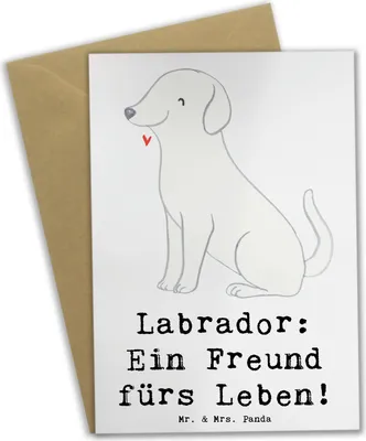 Produktbild von Mr. & Mrs. Panda Grußkarte Labrador Freund - Weiß - Geschenk, Hunderasse, Grußkarten, Familienhund, loyaler, energiegeladener Hund, weihnachtskarten, einladungskarten