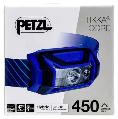 Produktbild von Petzl TIKKA CORE, Stirnband-Taschenlampe, Blau, IPX4, 1 Lampen, 2 lm, 450 lm