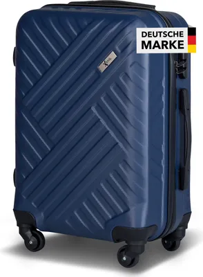 A dark blue suitcase shown from the front-diagonal angle.