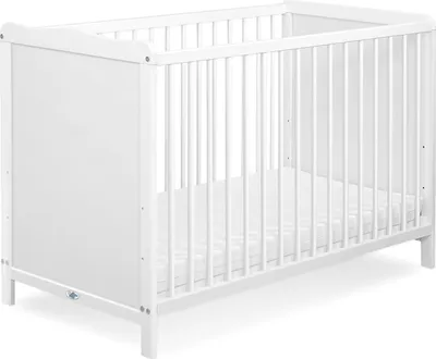 Produktbild von Matteo Babybett 120x60 cm Weiß mit ausziehbaren Gitterstäben und verstellbarem Matratzenniveau