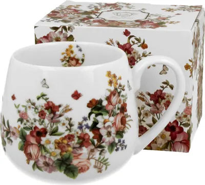 Produktbild von DUO FLORAL Fassbecher 430 ml VINTAGE FLOWERS WHITE New Bone China Porzellan