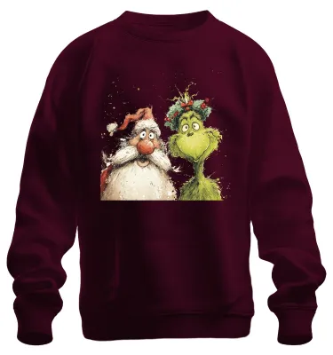 Immagine prodotto di Grinch Babbo Natale divertente regalo di Natale ghirlanda verde pullover felpa unisex, Borgogna, XXL