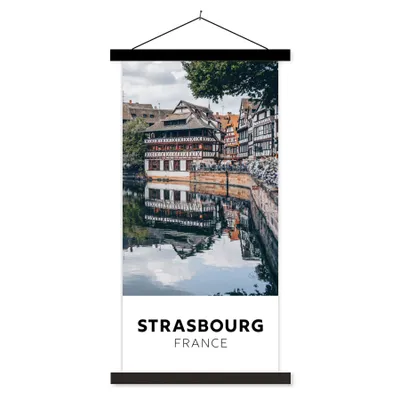 Produktbild von MuchoWow® Textilposter Frankreich - Wasser - Haus 90x180 cm mit schwarzem Rahmen - Dekoration Wohnzimmer