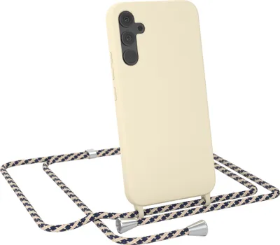 Produktbild von EAZY CASE Handykette kompatibel mit Samsung Galaxy A34 Handyhülle zum Umhängen, Silikon Hülle mit Band, Schutzhülle mit Ersatzkordel, Stylische Kette für Smartphone, Taupe / Taupe Camouflage